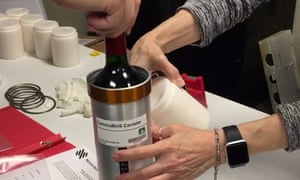 Researchers from the company prepared bottles of French red wine to be transported to the International Space Station in November 2019